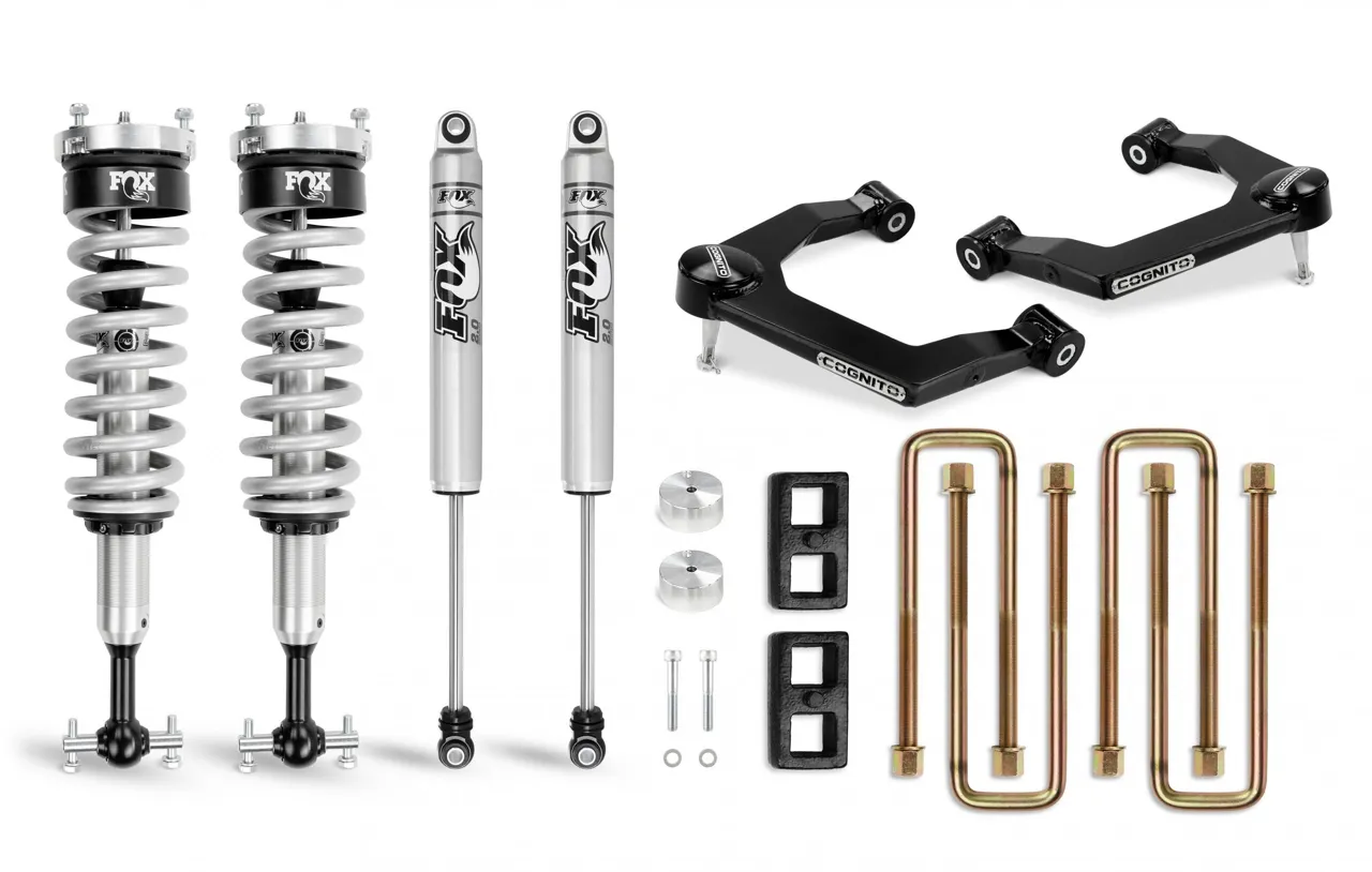 4x4 suspension lift kit with shock absorbers, coil springs and control arms